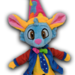 Colorful plush toy with whimsical design.